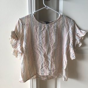 Striped Flutter Sleeve Top